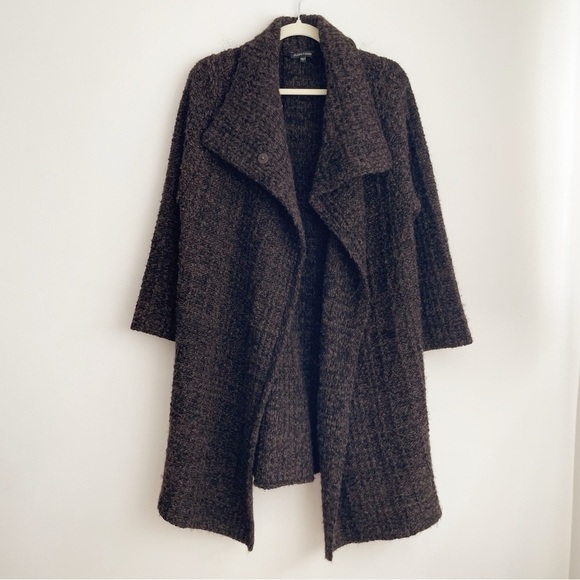 Eileen Fisher wool alpaca chunky knit Brown Long Cardigan Sweater system neutral - Picture 3 of 14